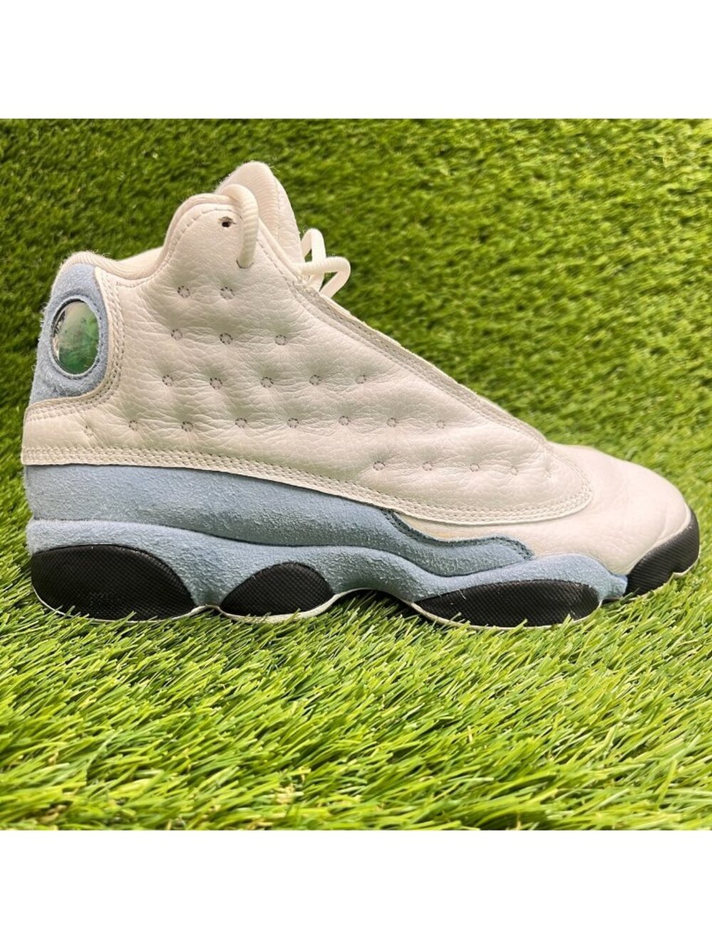Nike Air Jordan 13 Retro Boys Size 6Y White Blue Athletic Leather Shoes Sneakers